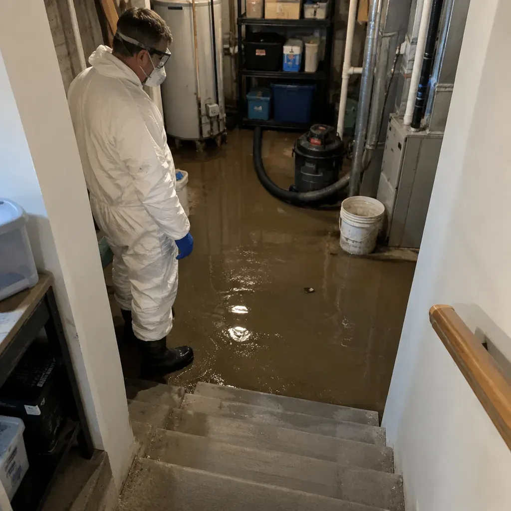 Sewer backup cleanup being performed at a home in Maple Grove, MN